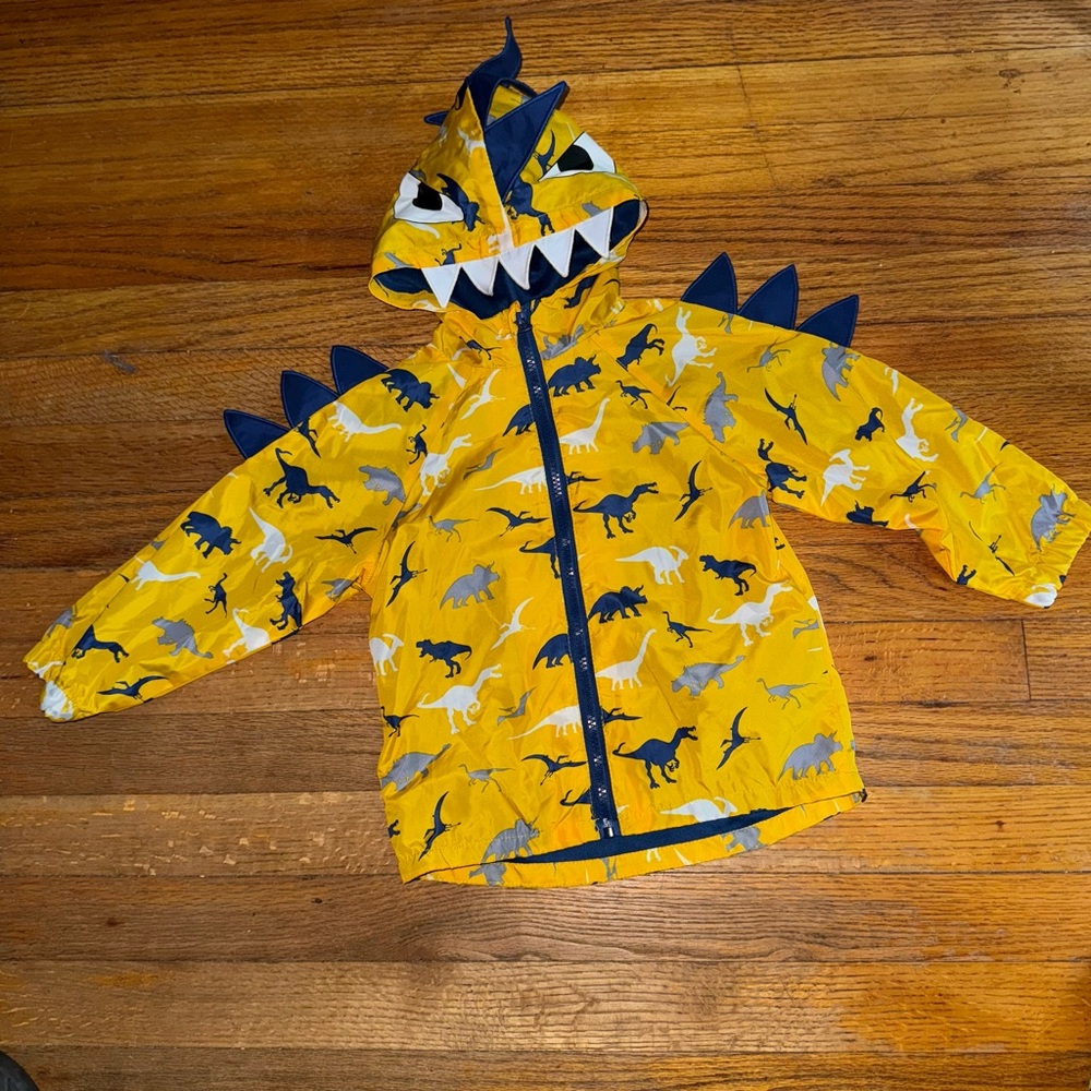 Yellow Dinosaur Windbreaker jacket with Hood by Little  Rebels 3T